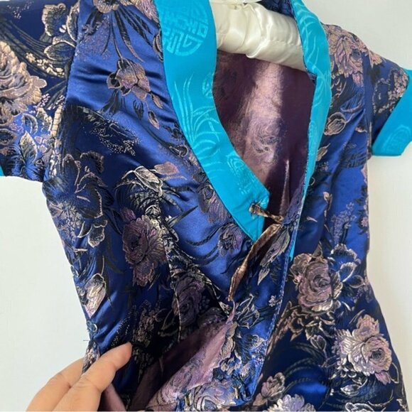 🩷 Kids, Tibetan Traditional Brocade Chupa Dress Losar - Blue. NWOT - Picture 7 of 12